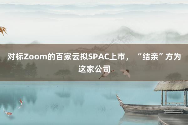 对标Zoom的百家云拟SPAC上市， “结亲”方为这家公司